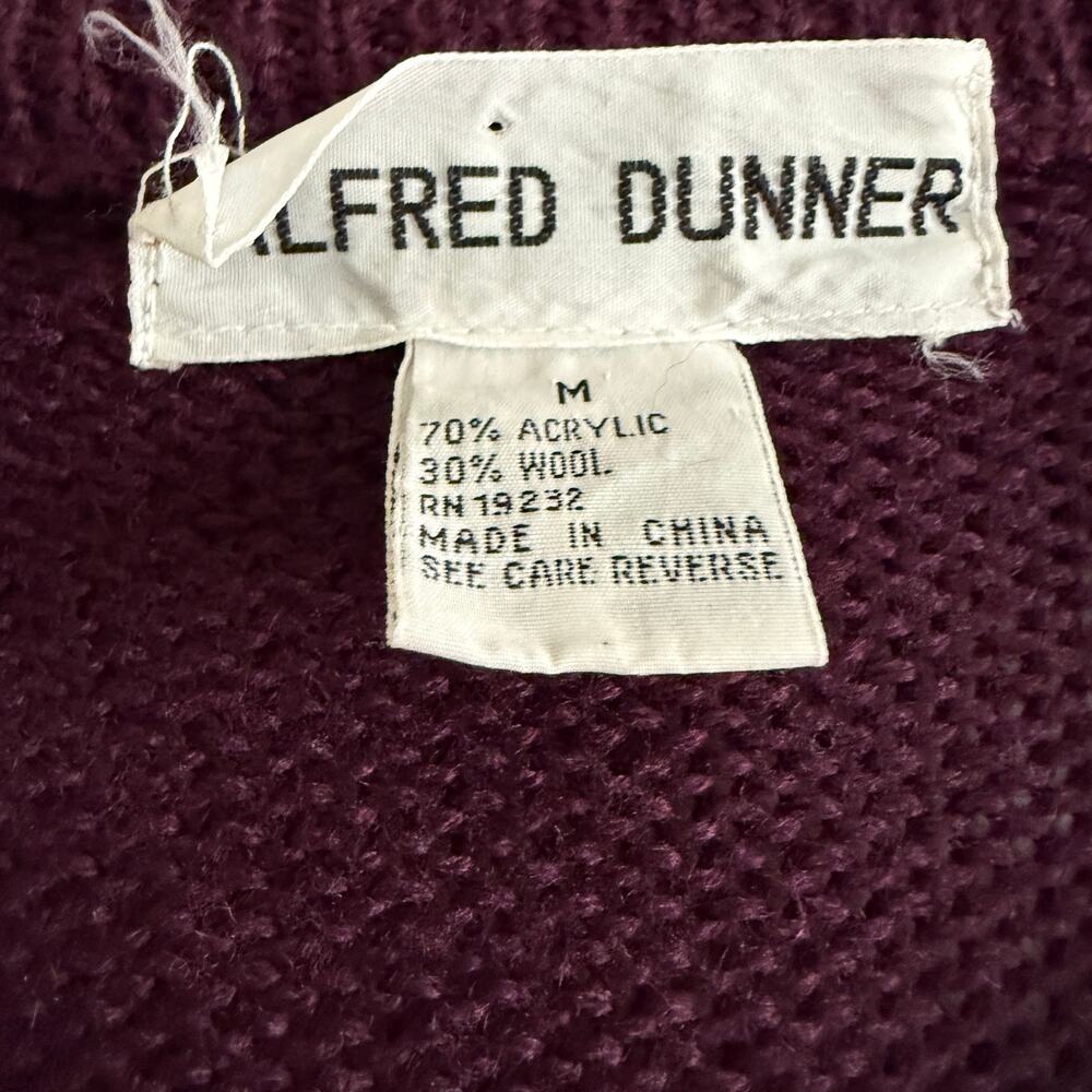 80s Vintage Alfred Dunner Burgundy Wool Blend Cardigan Embroidered Flowers | M - Picture 3 of 5